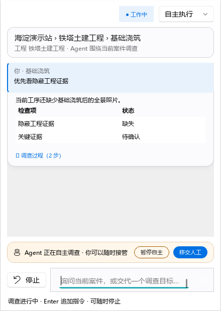 监管 Agent 调查面板